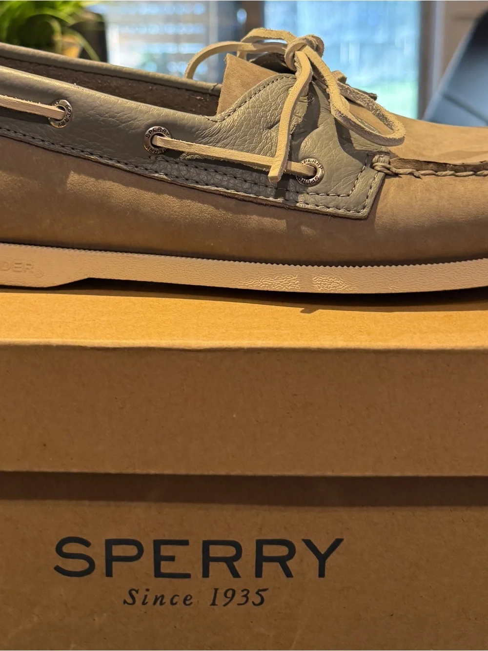 Sperry Men’s Gray and Light Gray Suede Leather Boat Shoes